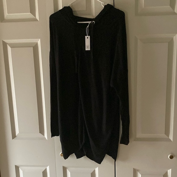 Stitchdrop hooded pullover sweater women’s medium black oversized new - Picture 1 of 15